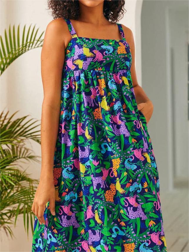 Casual Floral Party Dress With Pockets