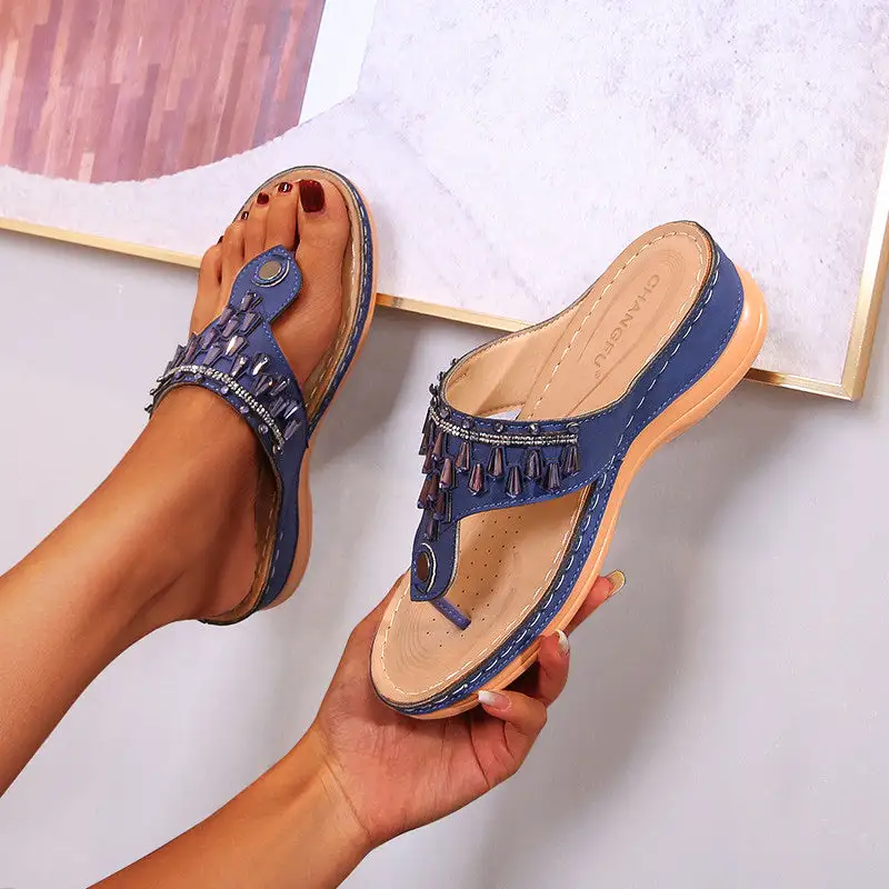 Summer Women Casual Sandal Fashion Ladies Bling Sewing Sandals