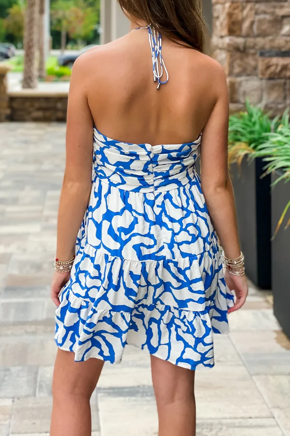 Blue Resort Halter Dress