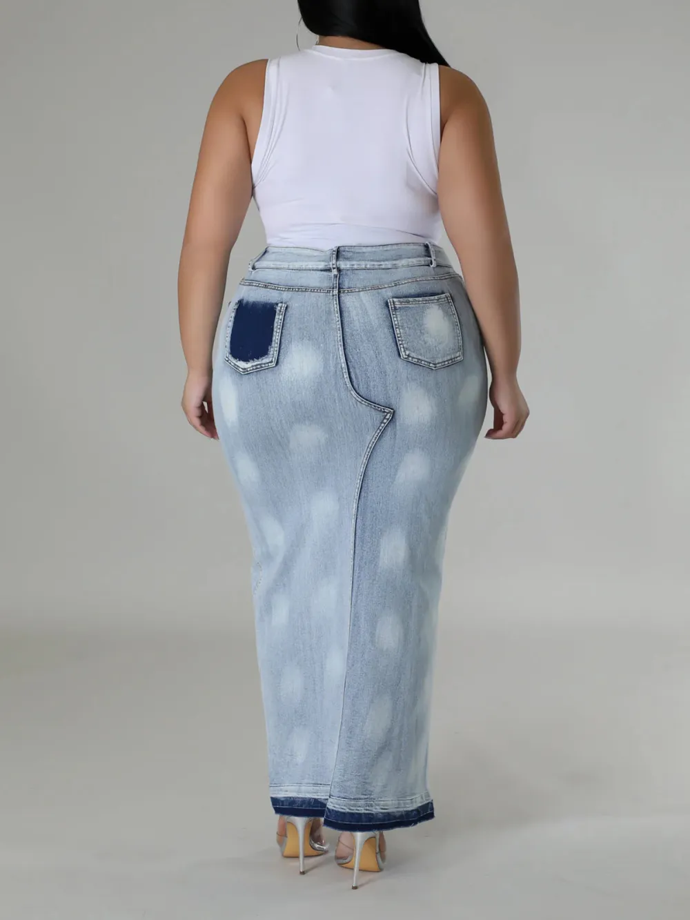 Plus-Size Fashion Women'S Denim Wrap Hip Skirt