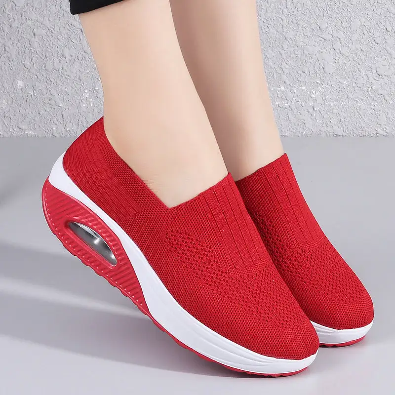 Cilool Casual Shoes Breathable Ladies Platform Sock Sneakers