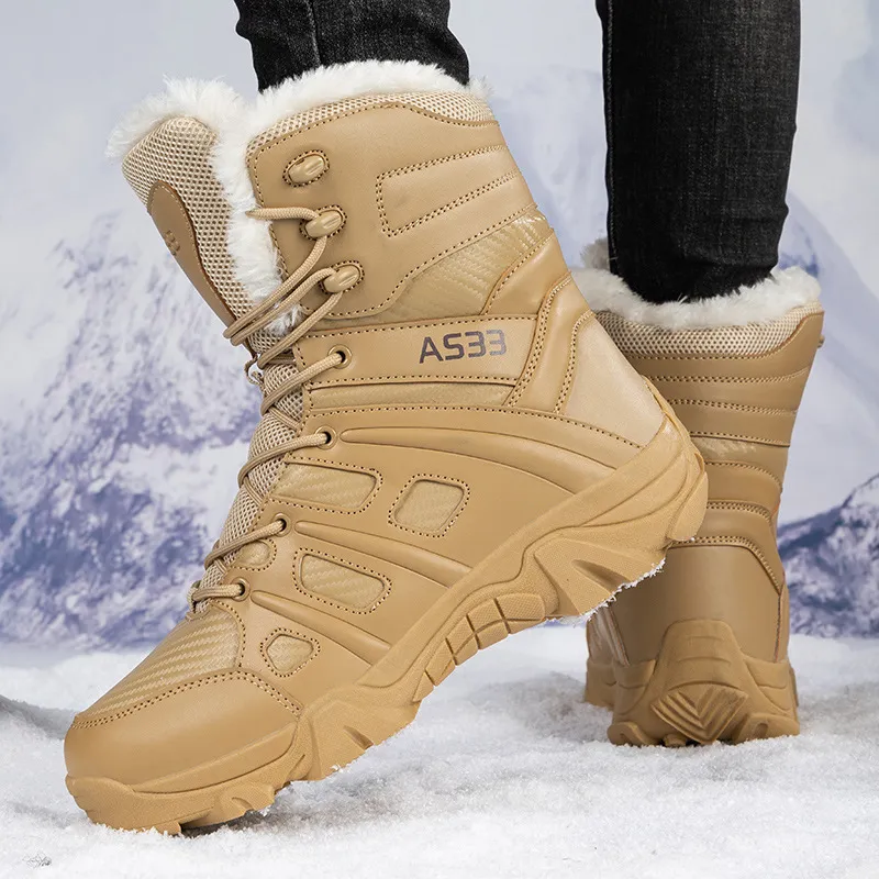 Men's Top Waterproof Anti-collision Warm Fleece Snow Combat Boots