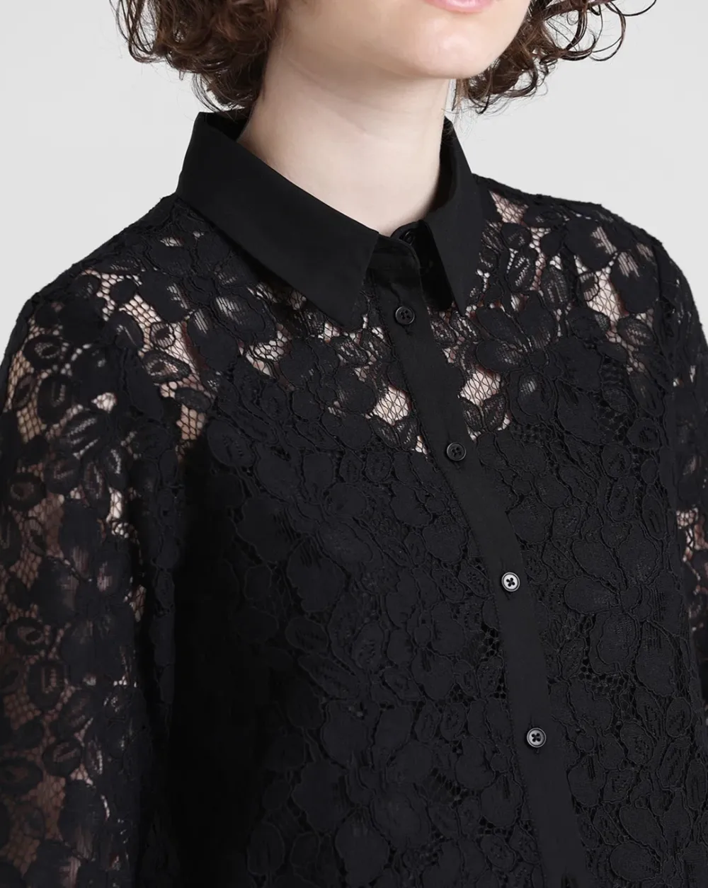 Black Lace Full Sleeves Shirt