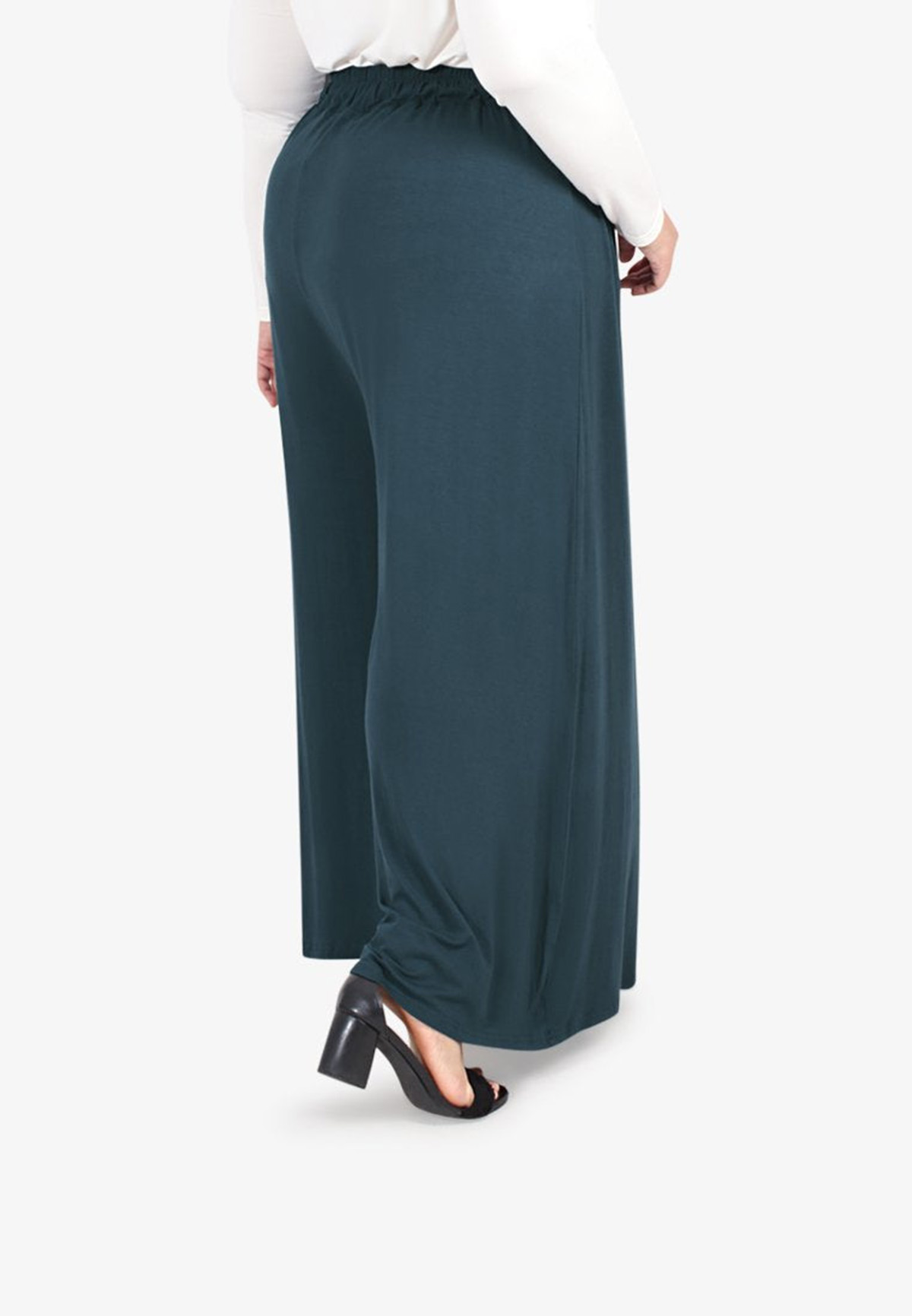 Large size wide-leg pants with elastic waistband