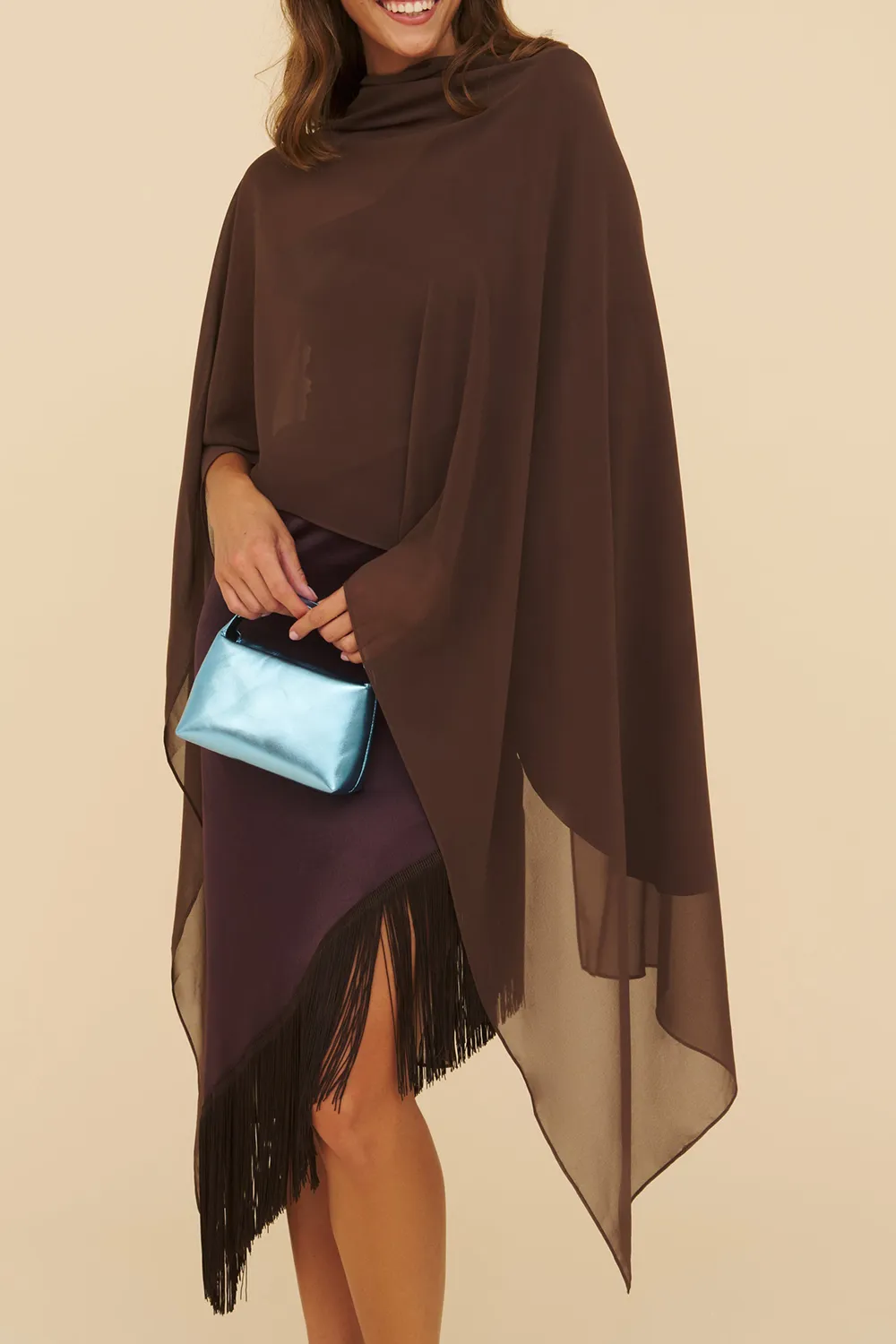 Brown Solid Color Tosca Shawl