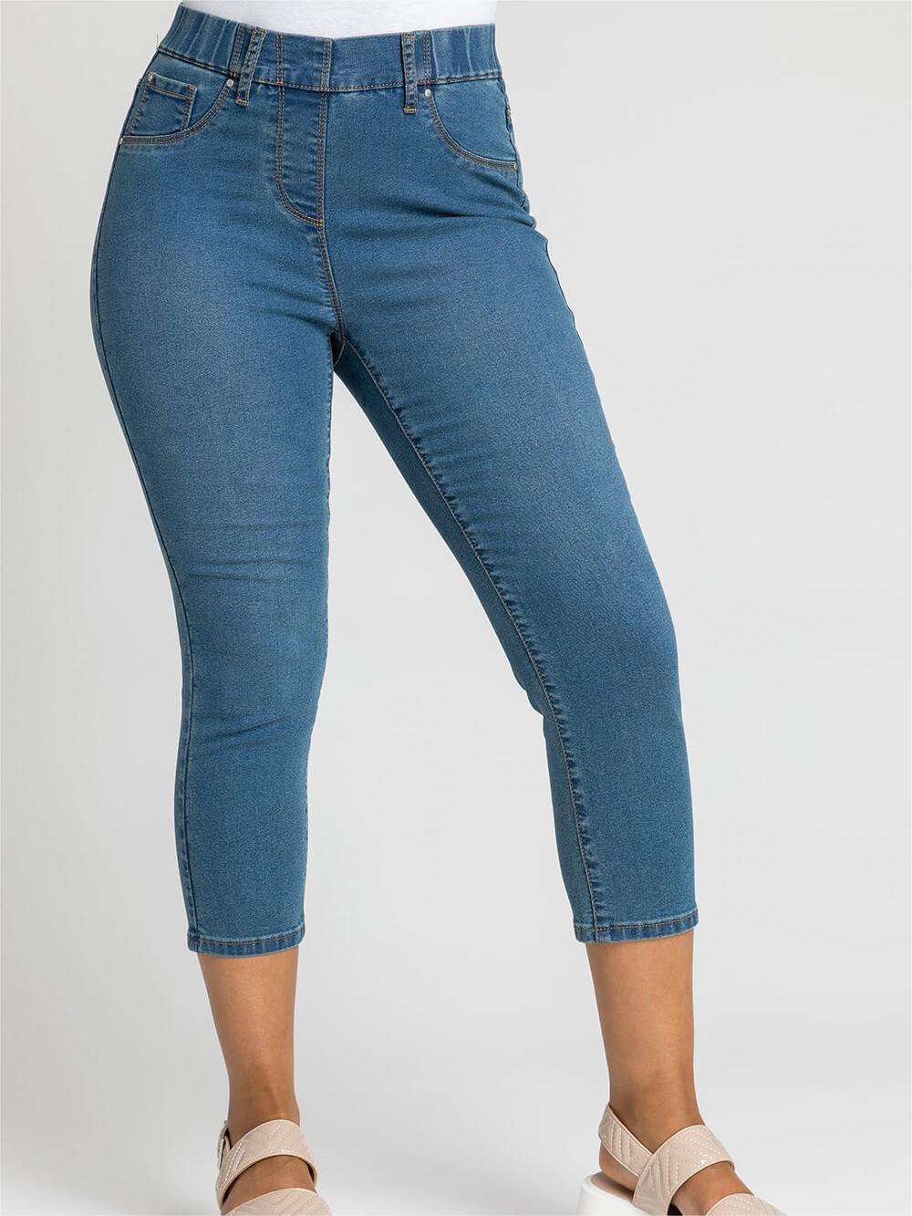 Blue Elastic Denim Trousers