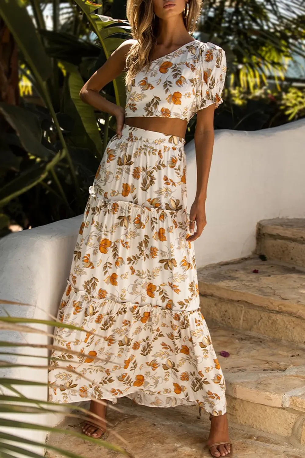 Elena Maxi Skirt (White Floral)