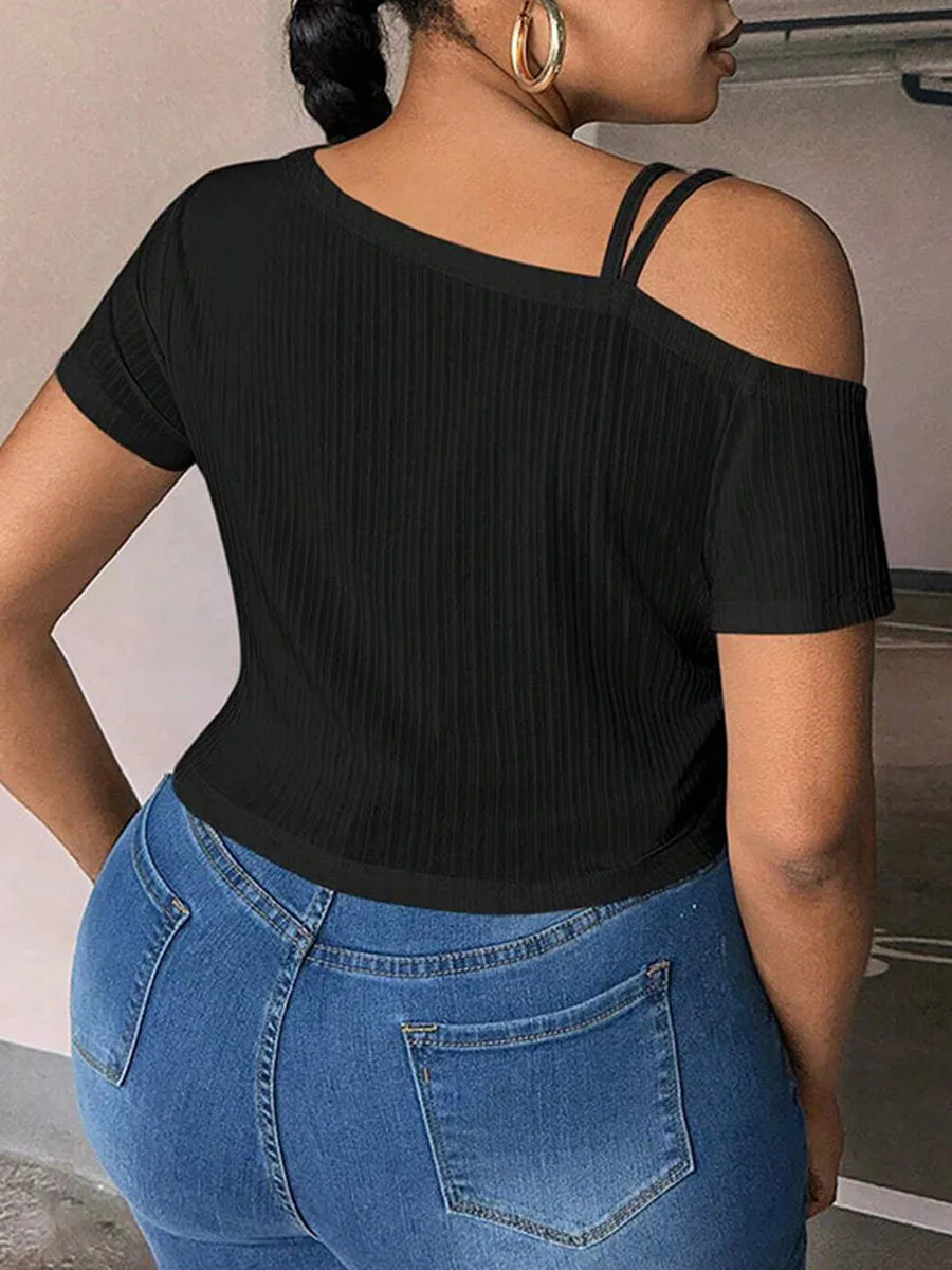 Asymmetrical Neck Cut Out Tee