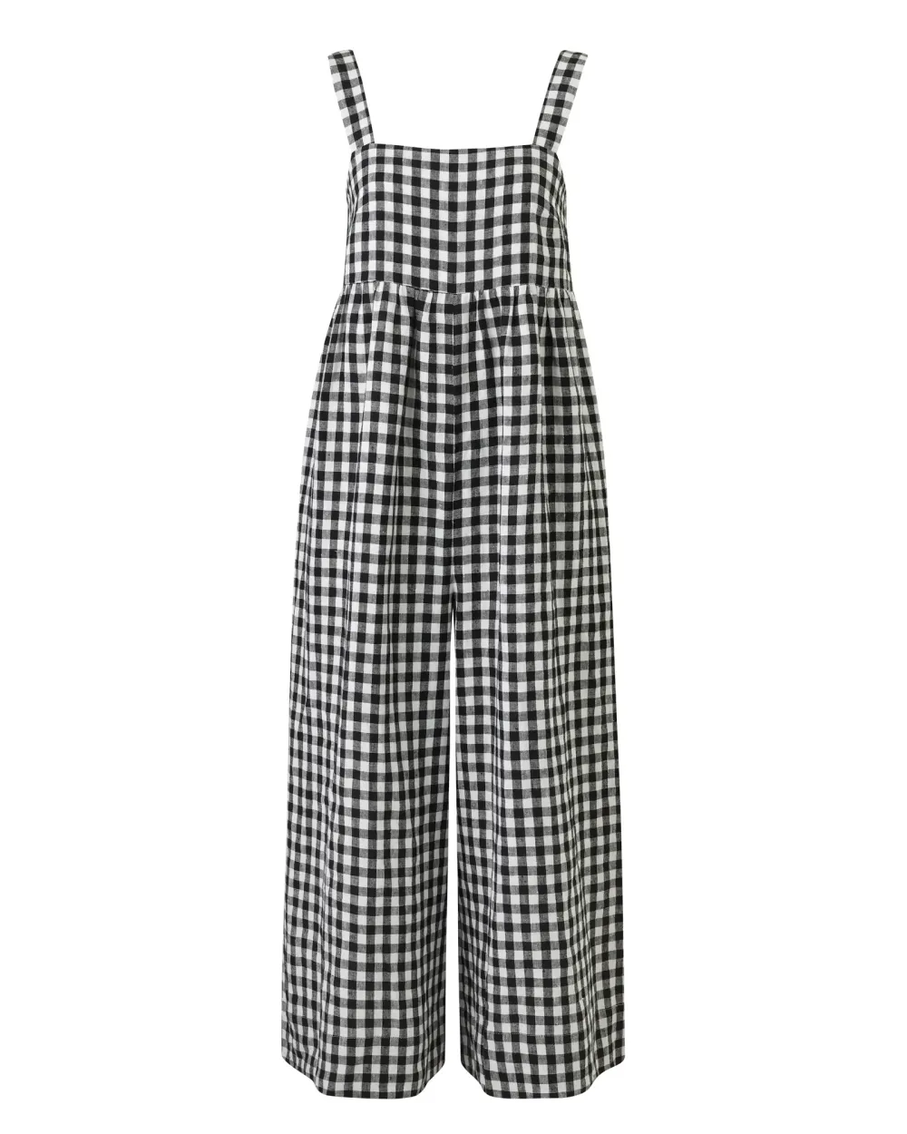 CARI BLACK & WHITE GINGHAM LINEN JUMPSUIT