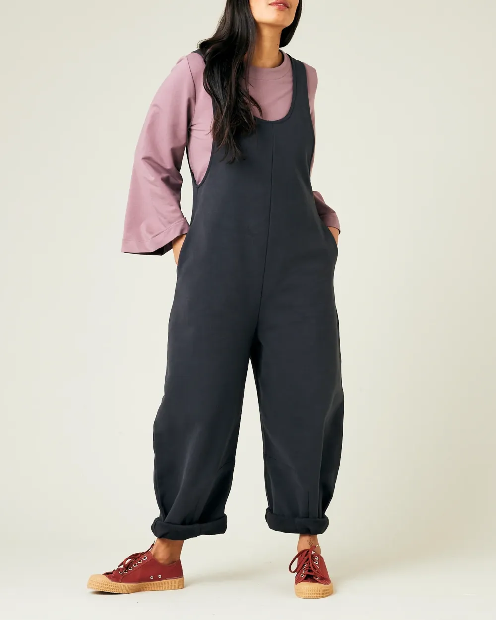 CLOVER ORGANIC COTTON JERSEY JUMPSUIT - SLATE