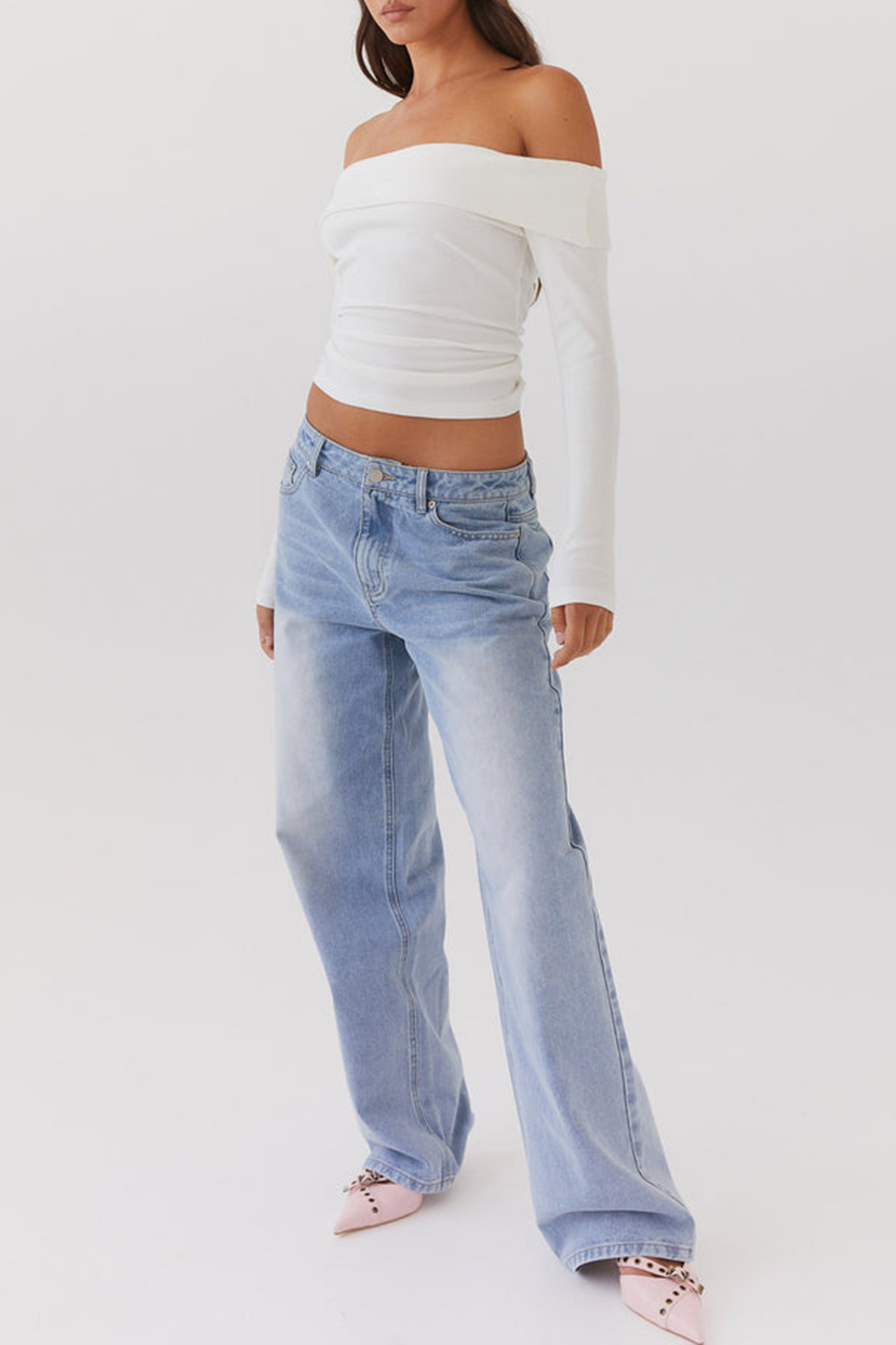 Keanna Low Rise Denim Jeans  Light Blue