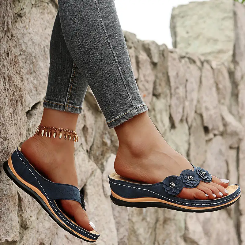 Sandals with Arch Support Anti-Slip wedges Sandal Vintage Flip Flop comfortable slippers Casual Wedge flat Sandals Shoes