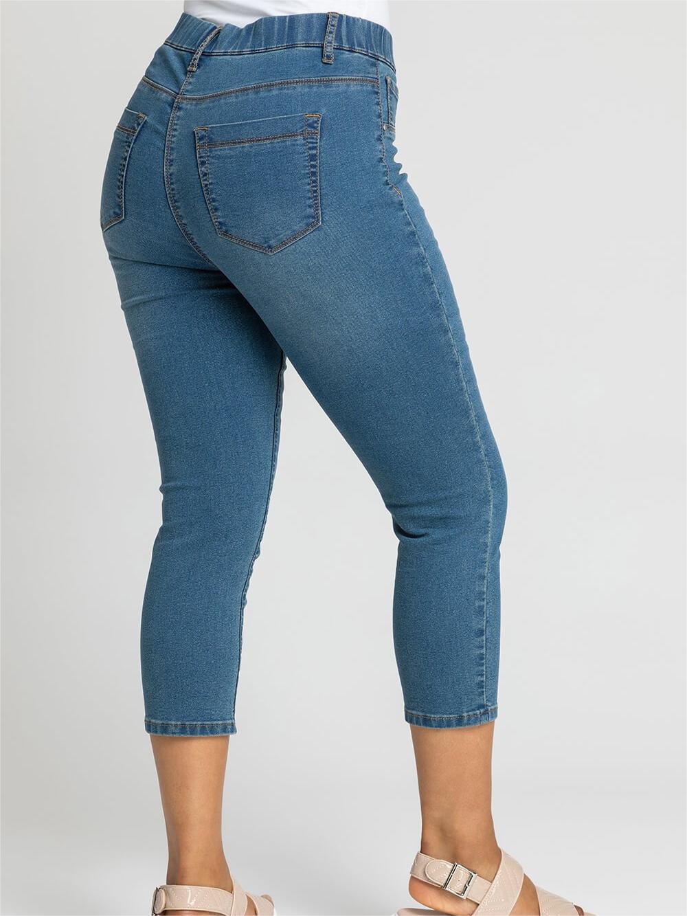 Blue Elastic Denim Trousers