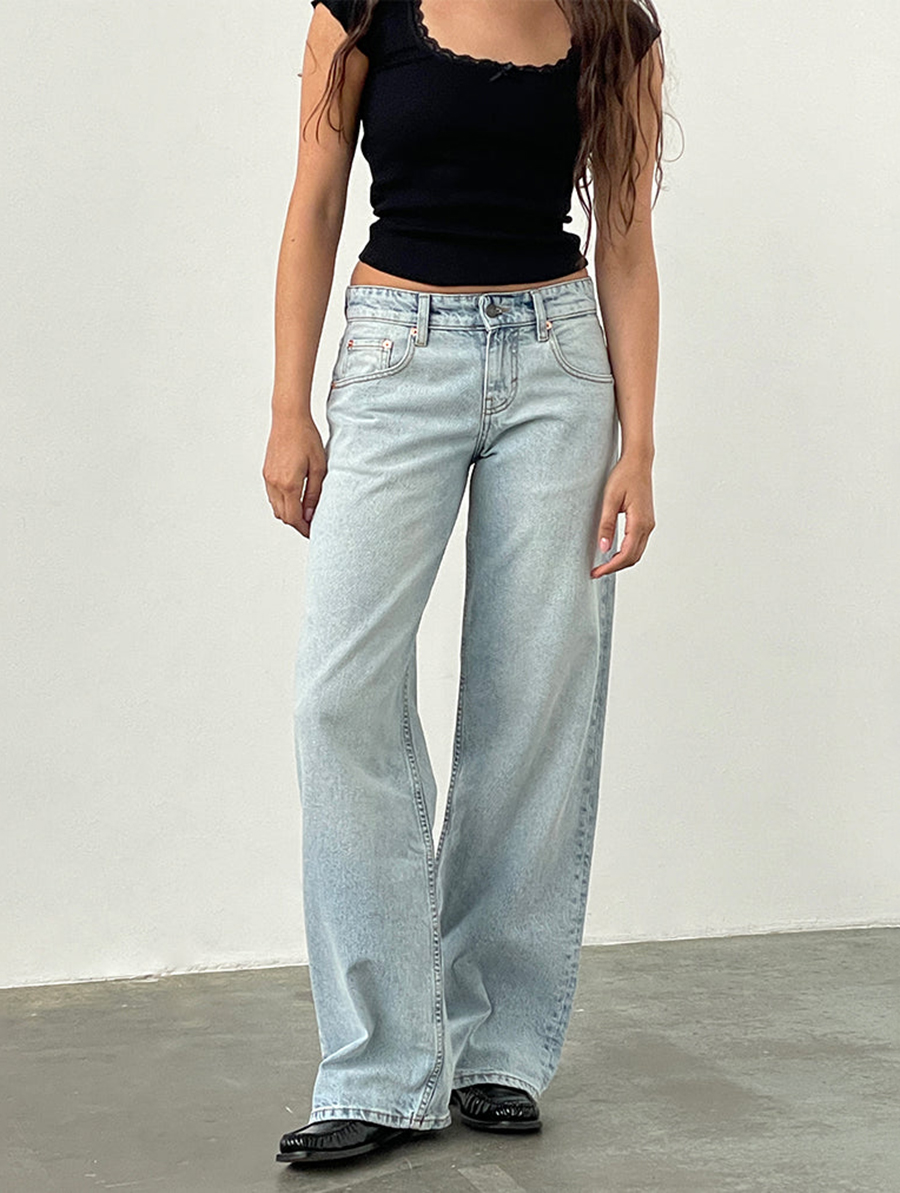 Extreme Light Wash Blue Low Rise Parallel Jeans