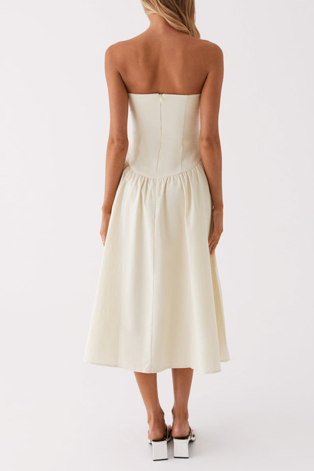 Rosebud Bustier Midi Dress - Ivory