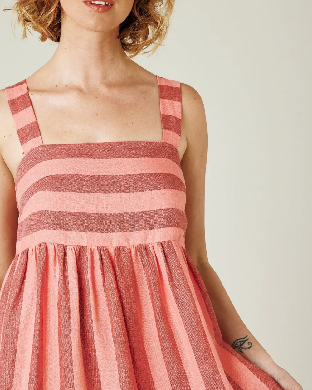 BLUSH STRIPE LINEN DRESS