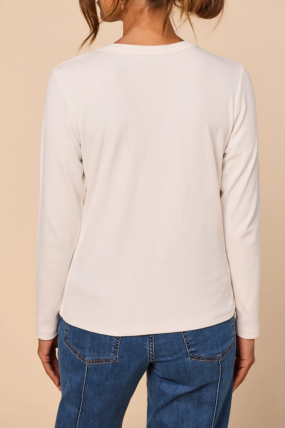 Adrift Ribbed Long Sleeve Tee In White