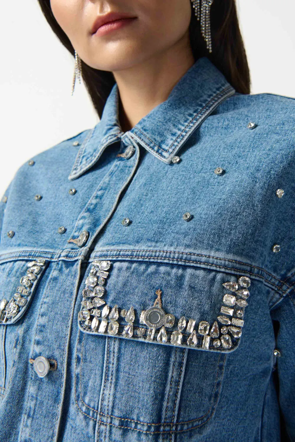 Embellished Denim Boxy Jacket