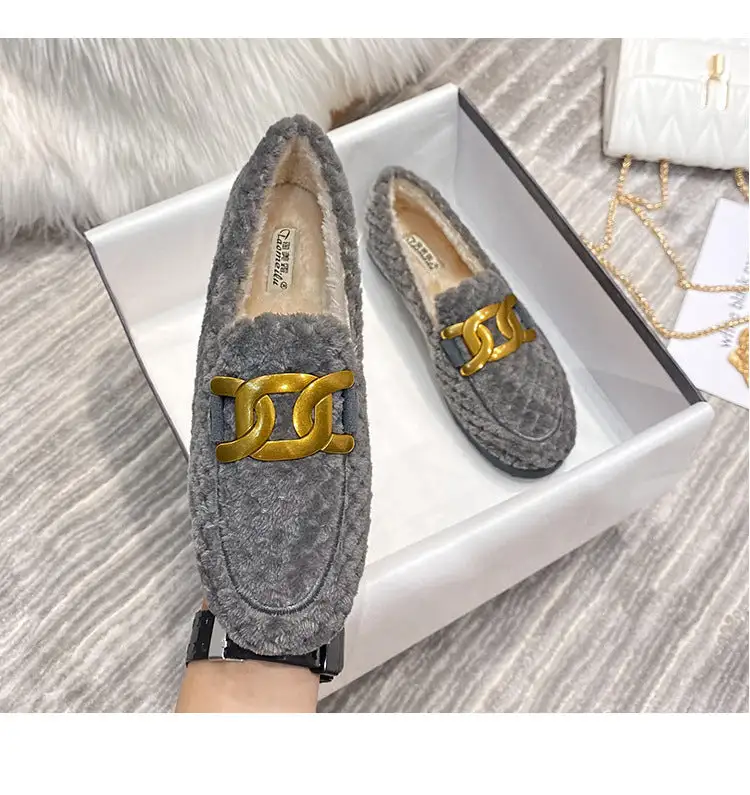 Cilool Furry Flats Loafers Fu65