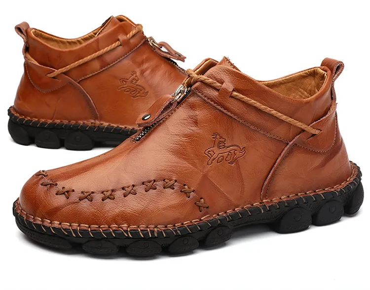 Men's Genuine Leather Flat Martin Boots