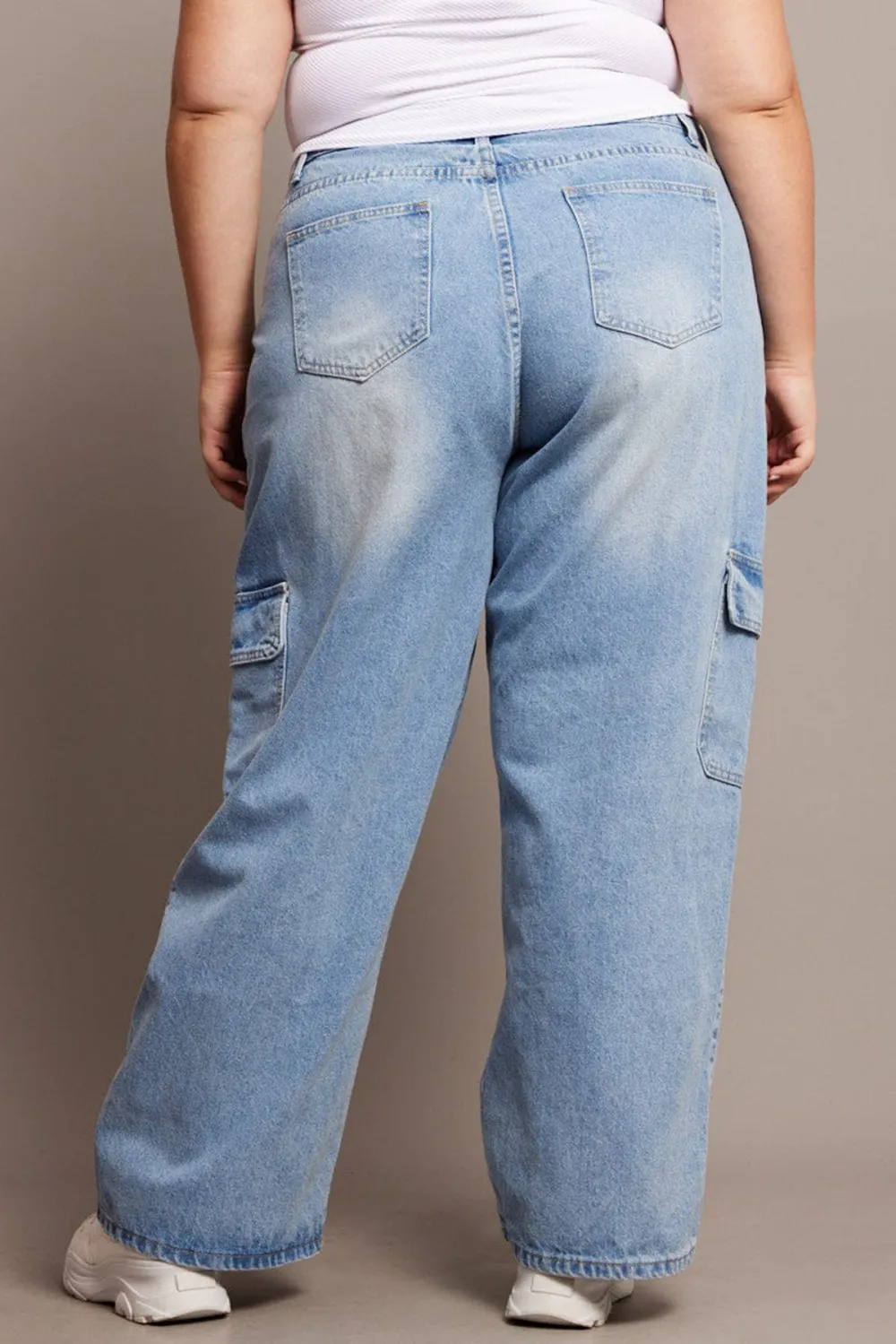 Denim Cargo Jeans High Rise