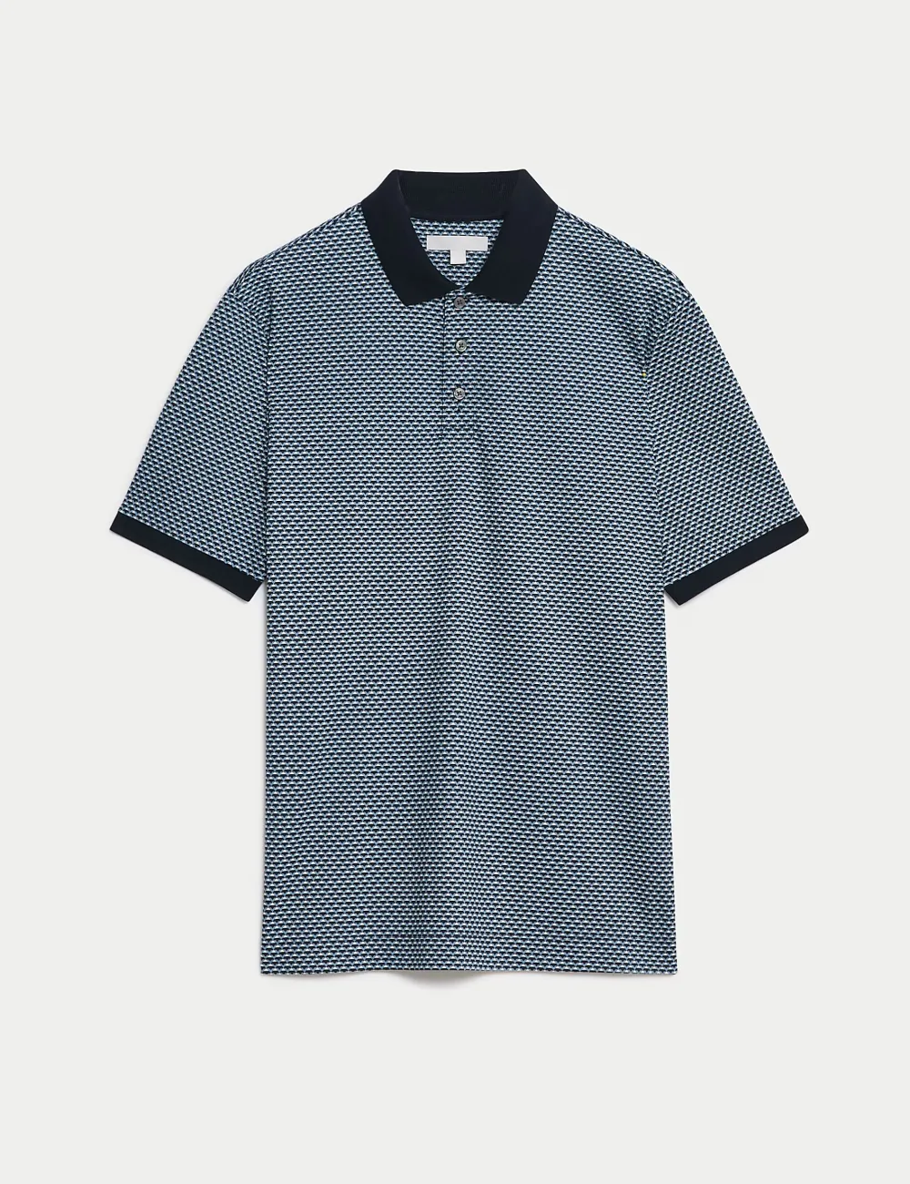 Pure Cotton Geometric Print Polo Shirt