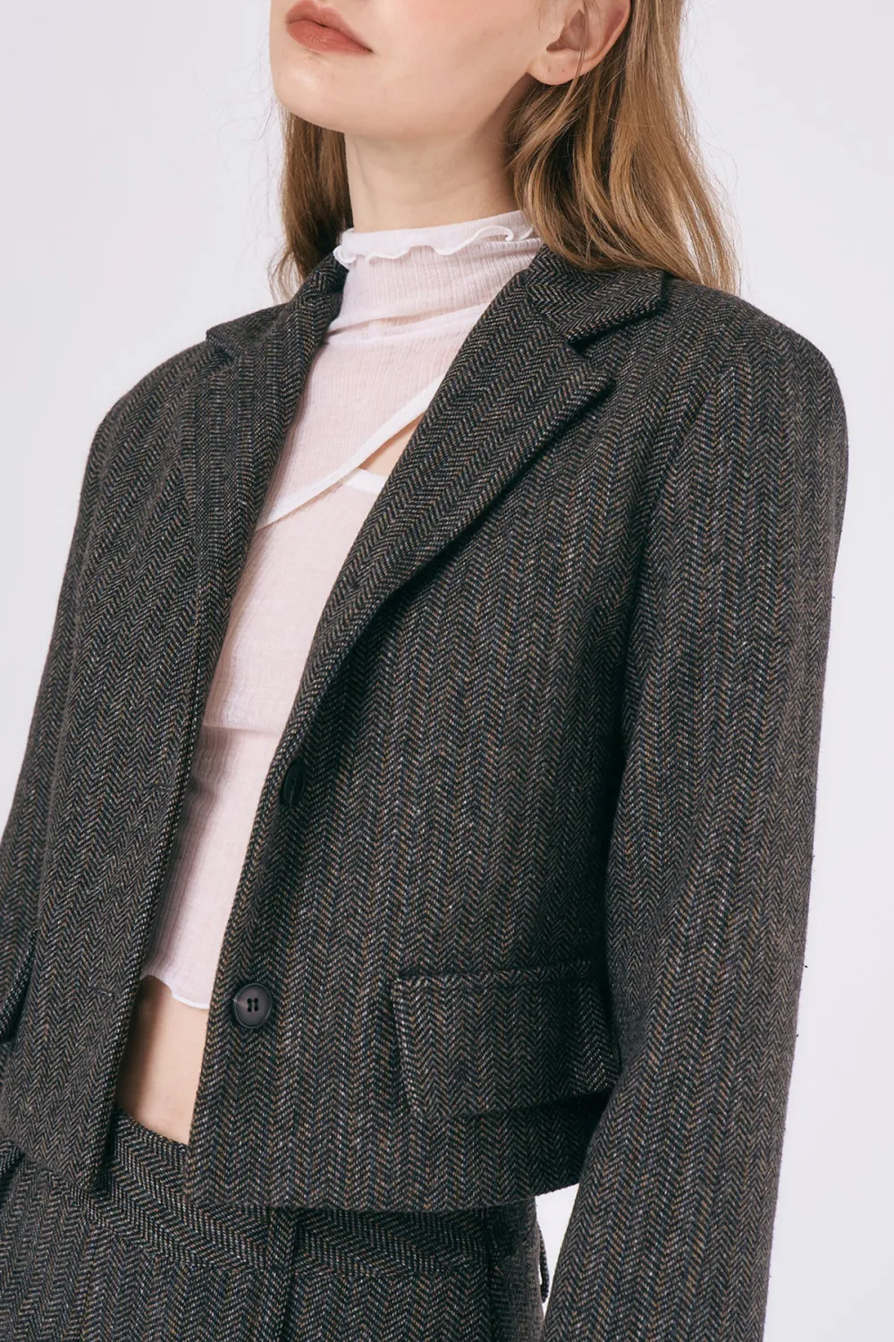 Mia Herringbone Crop Jacket