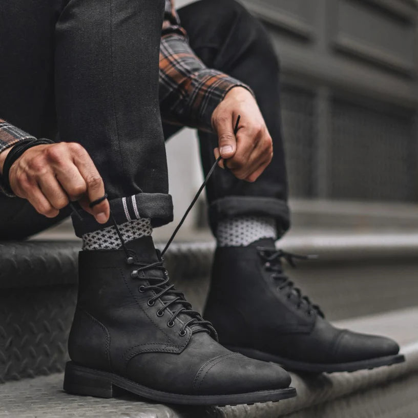 Men's Matte Leather Lace-Up Boots