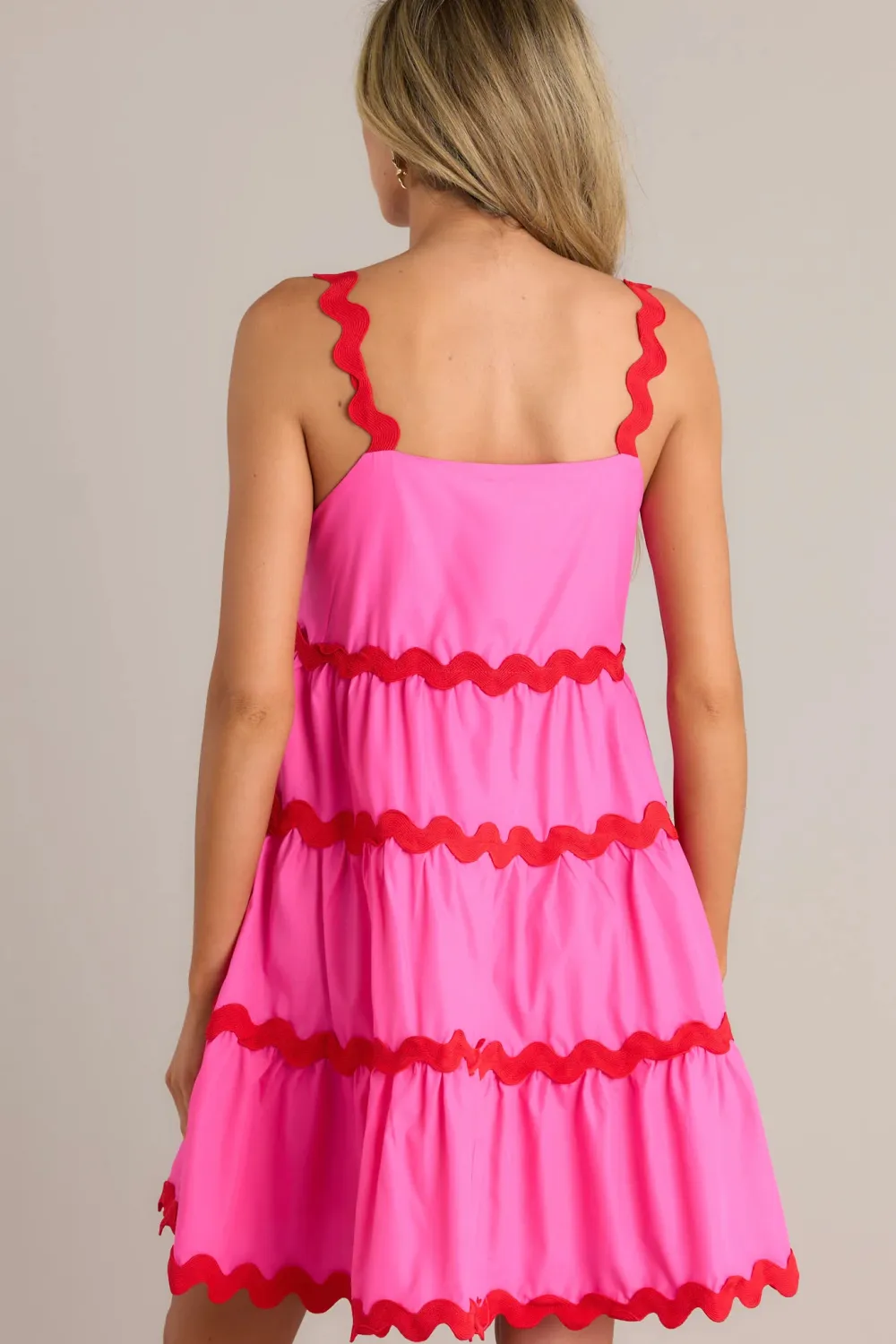 LIVE IN THE MOMENT HOT PINK RICRAC MINI DRESS