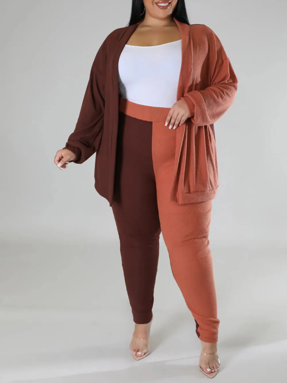 Women'S Casual Color Contrast Long Sleeve Pants Suit