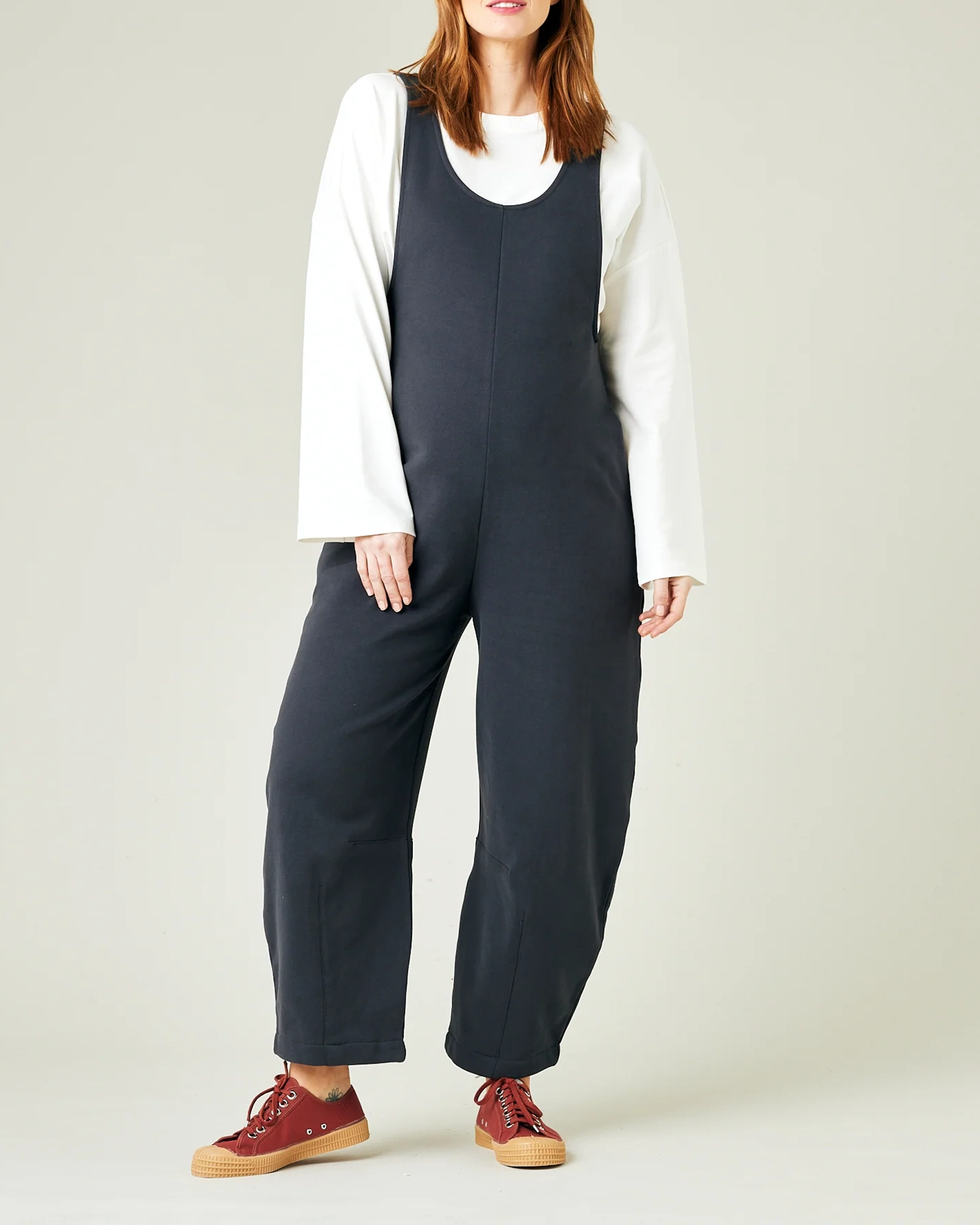 CLOVER ORGANIC COTTON JERSEY JUMPSUIT - SLATE