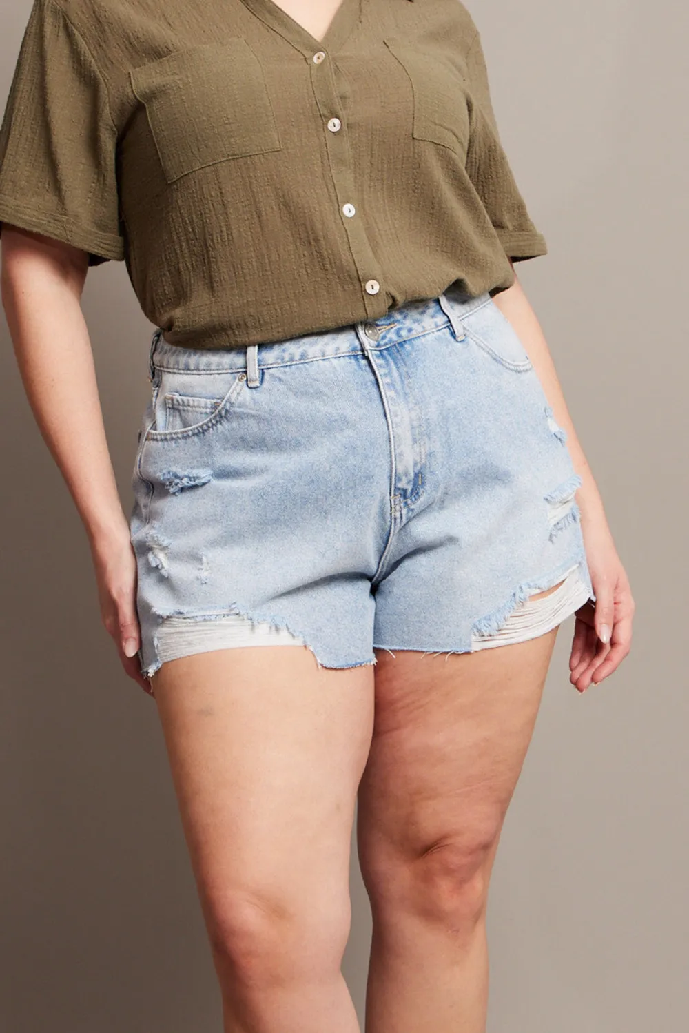 Denim Relaxed Shorts High Rise