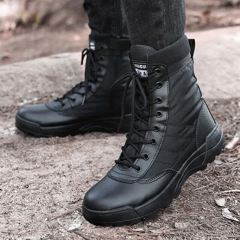 Men Waterproof Steel Toe Work Boots Non-Slip Hiking Boots Tactical Boots