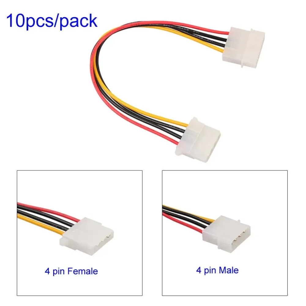 10pcs IDE 4-Pin Male to IDE 4-Pin Female Extension Power Cable 18cm,IDE power extension cable