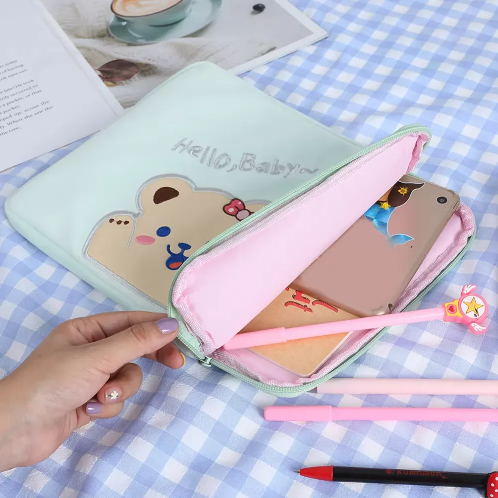 11 inch Cute Cartoon Bear Tablet Sleeve Pouch Case Bag for iPad Protective Cover Laptop Bag Sleeve Notebook Case