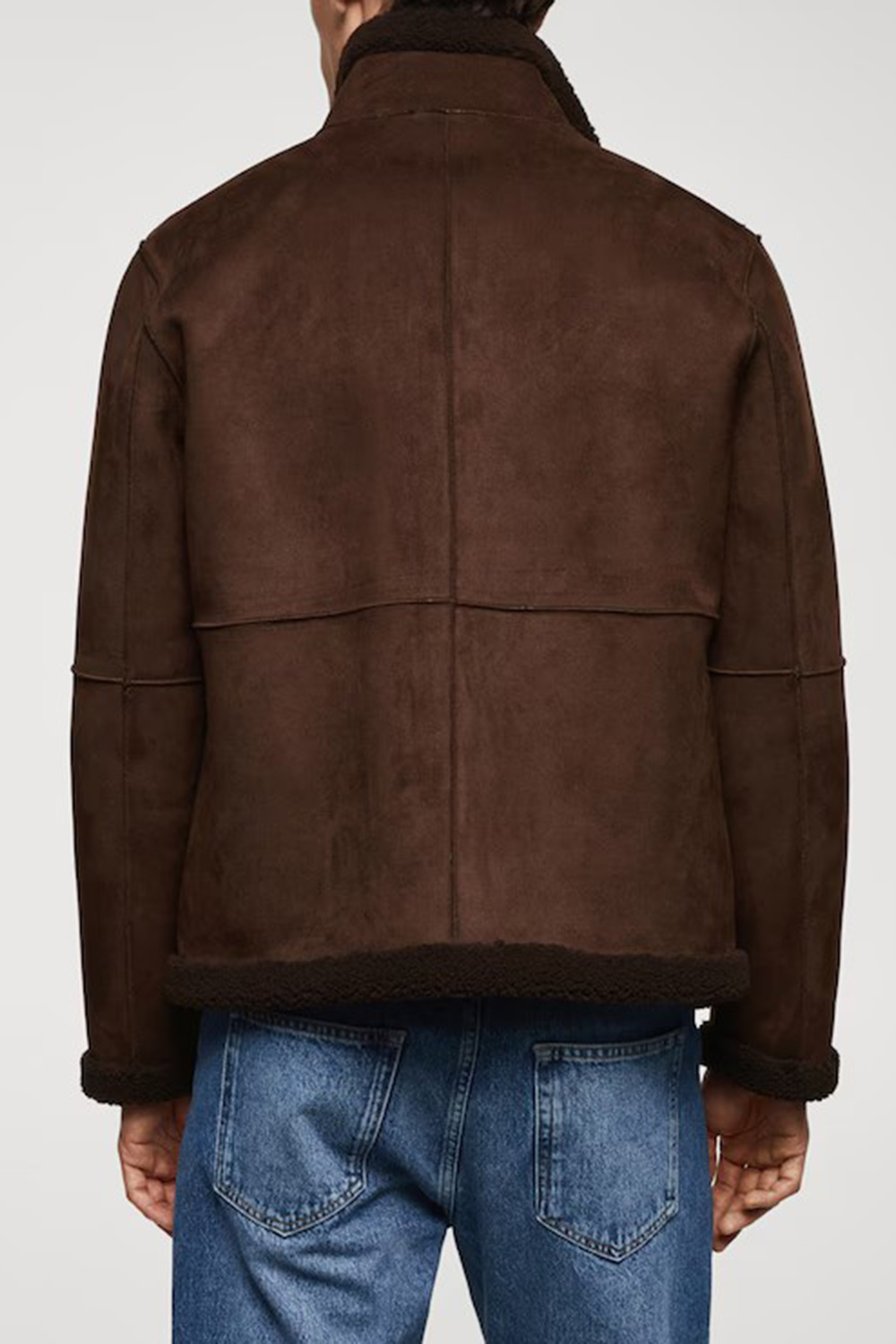 Shearling-lined leather-effect jacket