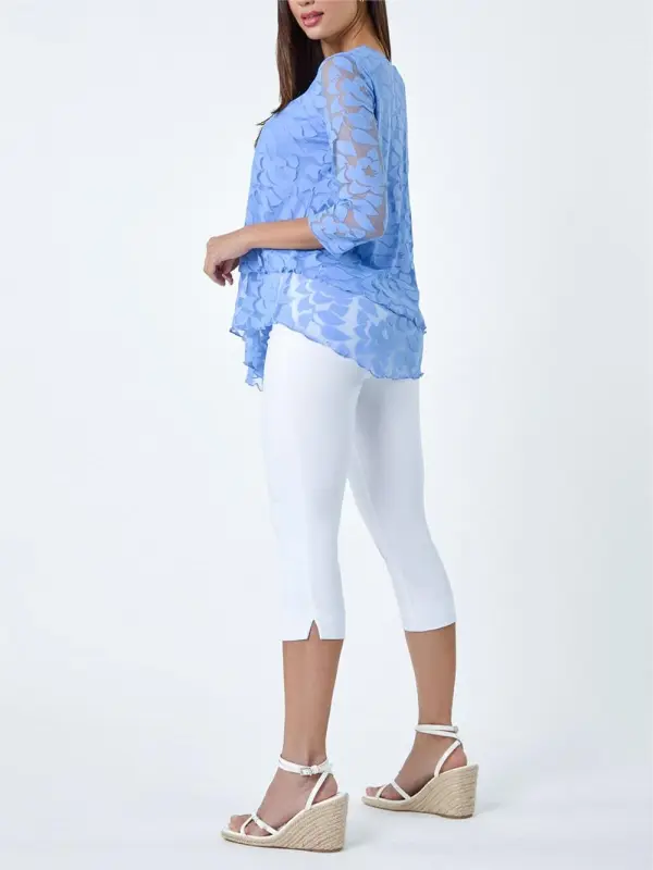 Blue Asymmetric Stretch Top