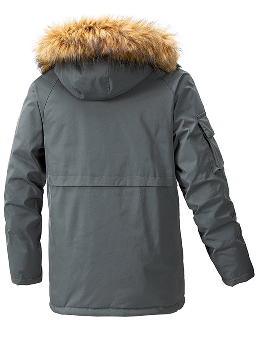 Men's outdoor warm fur collar down jacket