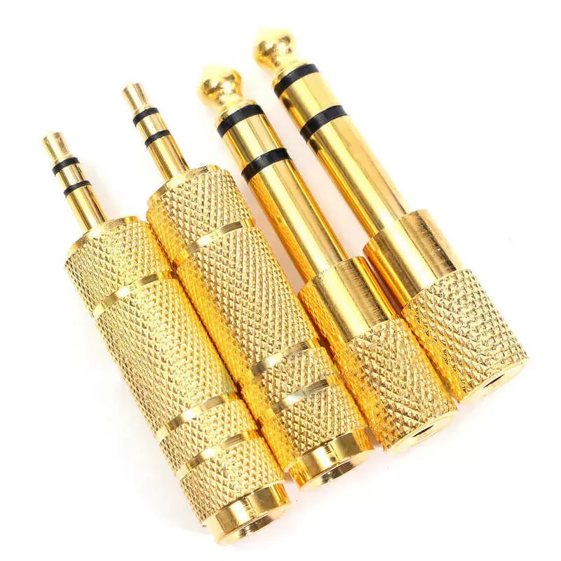 Gold Plated Stereo 6.5mm 6.35mm 1/4 inch Male to 3.5mm 1/8 Female Audio Adapter F/M M/F Jack Plug 3 Pole Stereo Converter Cable 3 Pole for Microphone