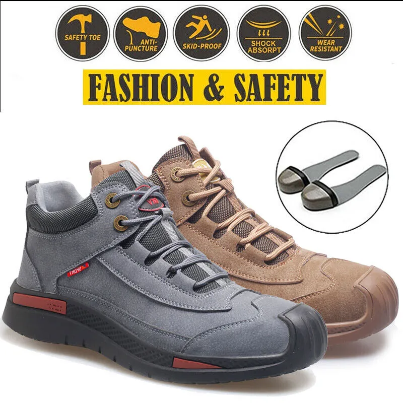 Breathable Men Steel Toe Cap Safety Boots Fashion Non-Slip Workwear Shoes