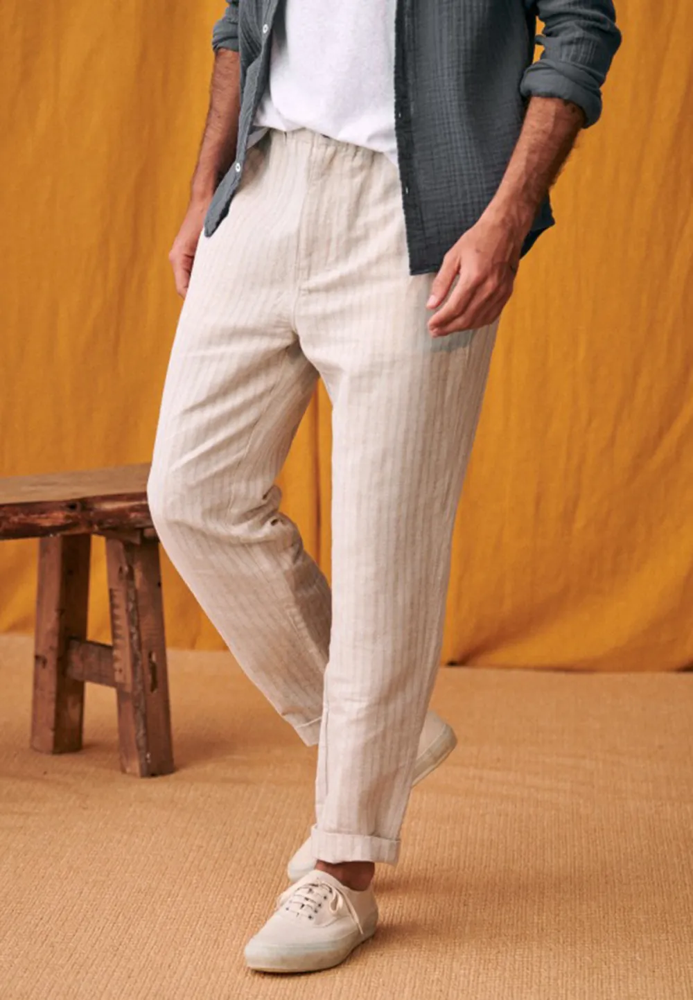 Shane Trousers-Striped beige