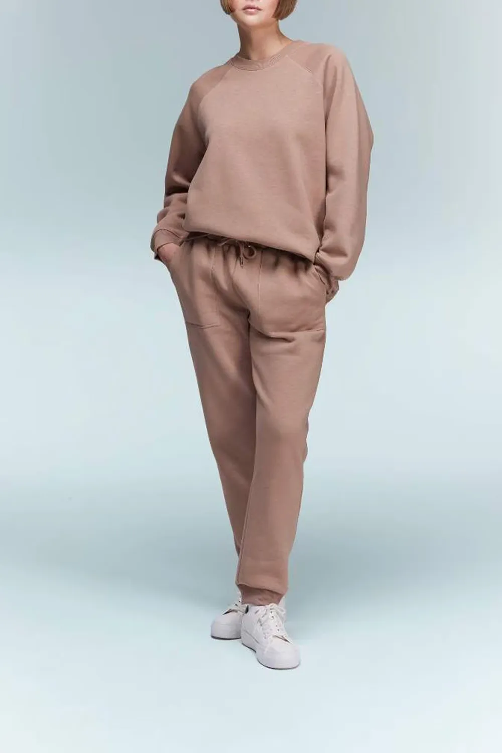 Jogger High Waist Thick Sweatshirt Fabric Trousers