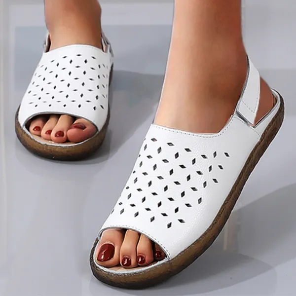 Cilool Hollow Out Low Top Flat Heel Breathable Women's Sandals