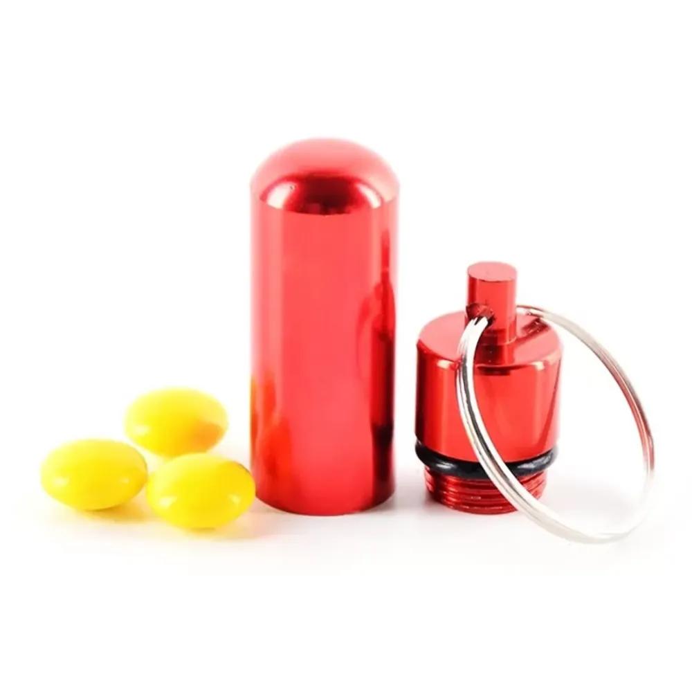 New Key Chain Medicine Pill Bottle Box Cache Drug Holder Container Keychain Aluminum Storage Case Medicine Container box