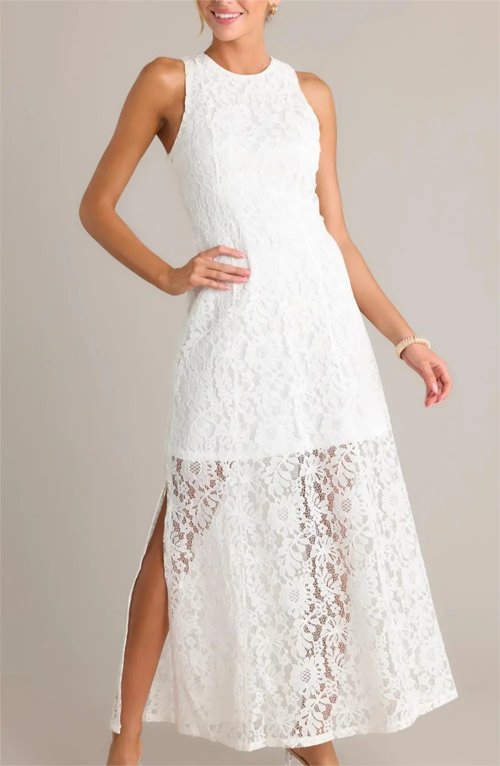 IRRESISTIBLE CHARM WHITE LACE MAXI DRESS