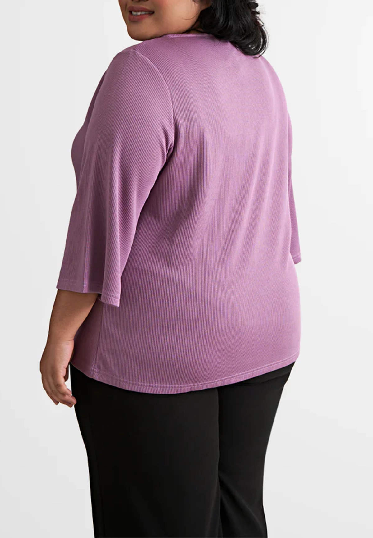 Quarter Sleeve Stretch Ribbed Tee