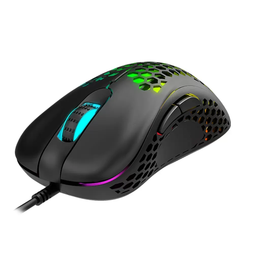 Ergonomic design 2400dpi wired game mouse, hollow lightweight, RGB cool breathing lamp, suitable for laptop and pc