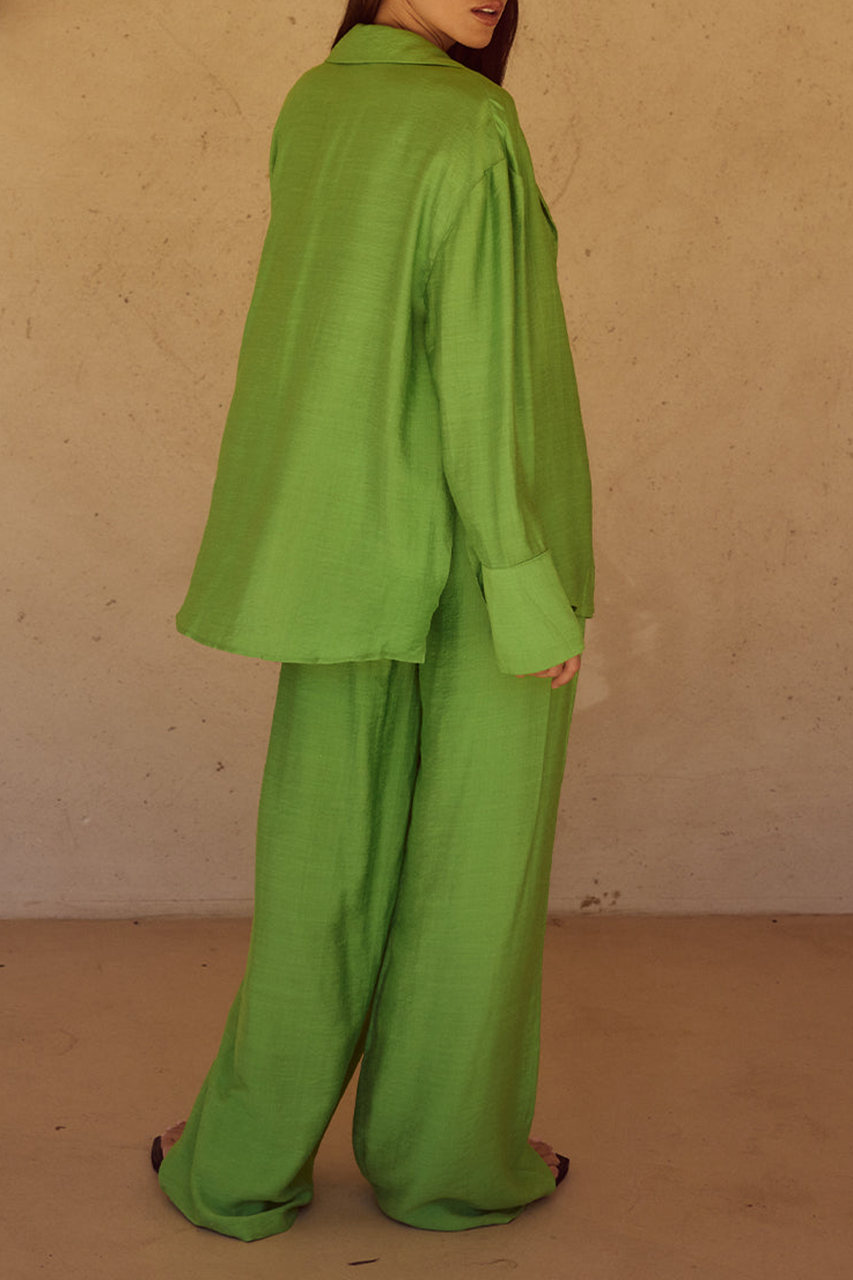 Green heavy drape pants