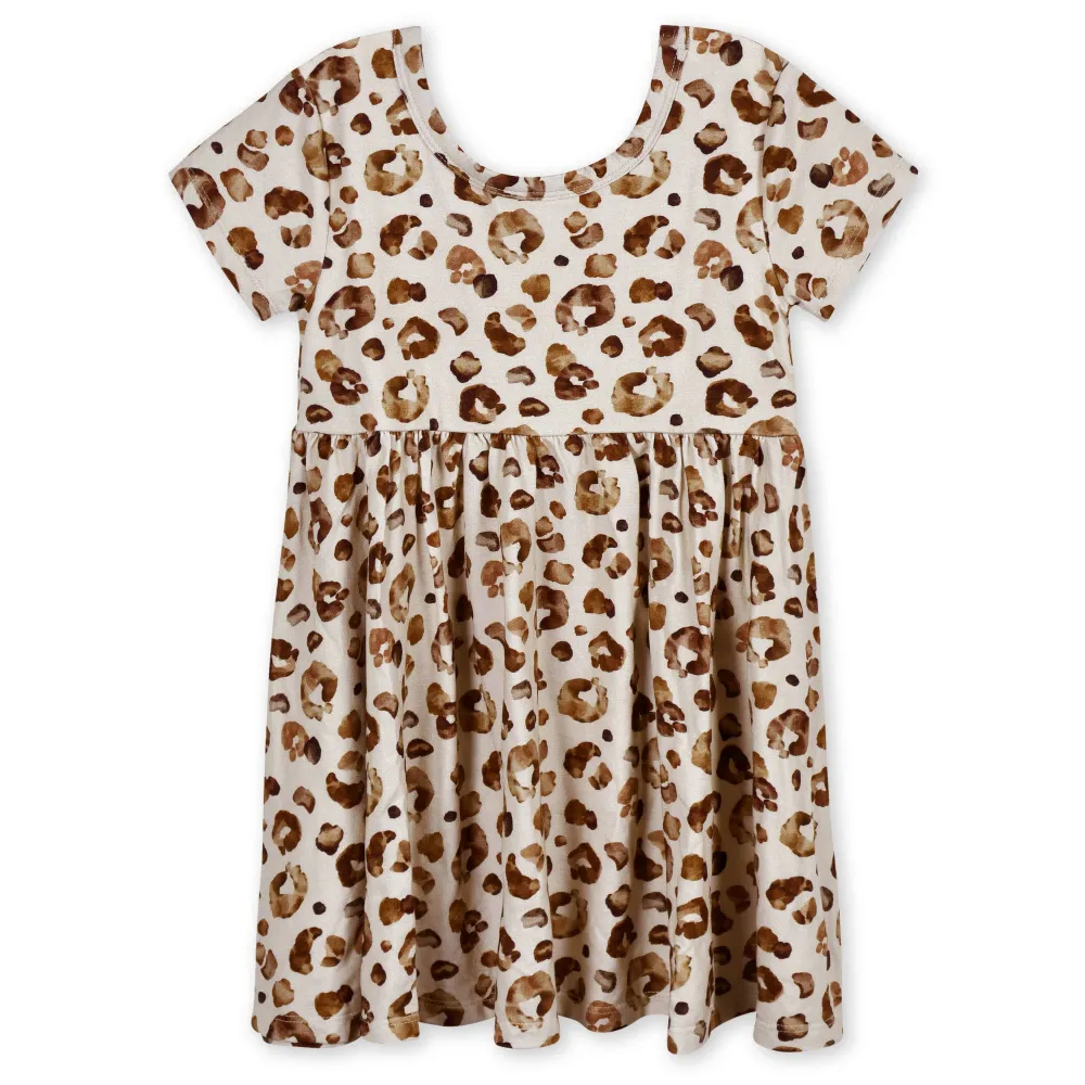 Infant & Toddler Girls Spotted Leopard Buttery Soft Viscose Made from Eucalyptus Twirl Dress