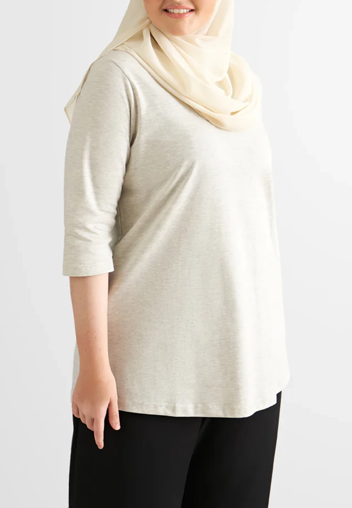 Half Sleeve Crew Neck Long Tee